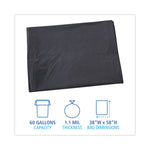 Linear Low Density Industrial Can Liners, 60 gal, 1.1 mil, 38" x 58", Gray, Flat Pack, 100/Carton