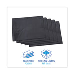 Linear Low Density Industrial Can Liners, 60 gal, 1.1 mil, 38" x 58", Gray, Flat Pack, 100/Carton