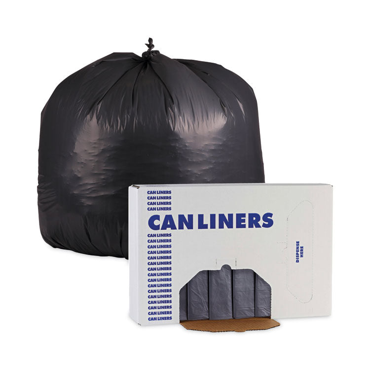 Linear Low Density Industrial Can Liners, 60 gal, 1.1 mil, 38" x 58", Gray, Flat Pack, 100/Carton