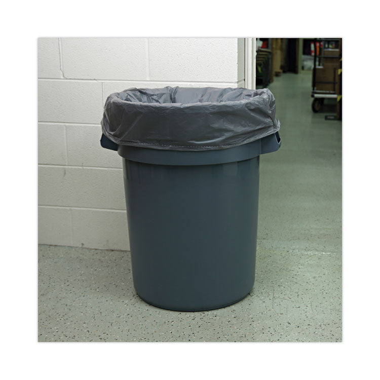 Linear Low Density Industrial Can Liners, 45 gal, 1.1 mil, 40" x 46", Gray, Flat Pack, 100/Carton