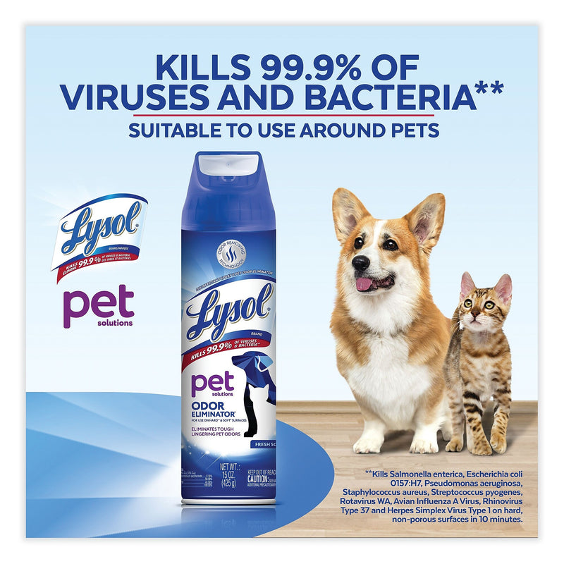 LYSOL Brand Disinfectant Spray II Pet Odor Eliminator, Fresh, 15 oz Aerosol Spray, 12/Carton (RAC99804CT)