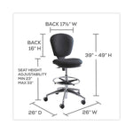 Metro Collection Extended-Height Chair, Supports Up To 250 Lb, 23" To 33" Seat Height, Black Seat/back, Chrome Base