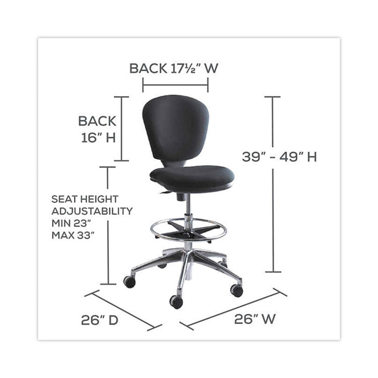 Metro Collection Extended-Height Chair, Supports Up To 250 Lb, 23" To 33" Seat Height, Black Seat/back, Chrome Base
