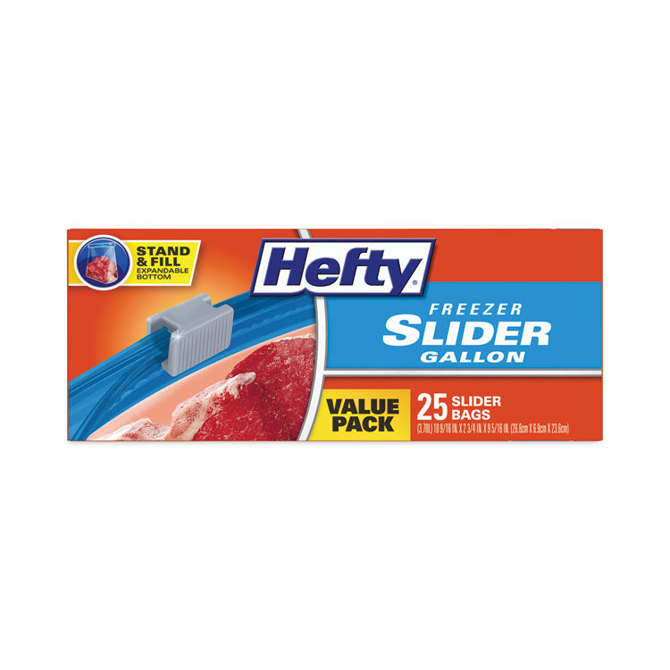 Slider Stand and Fill Freezer Storage Bags, 1 gal, 10.56" x 11", Clear, 25/Box