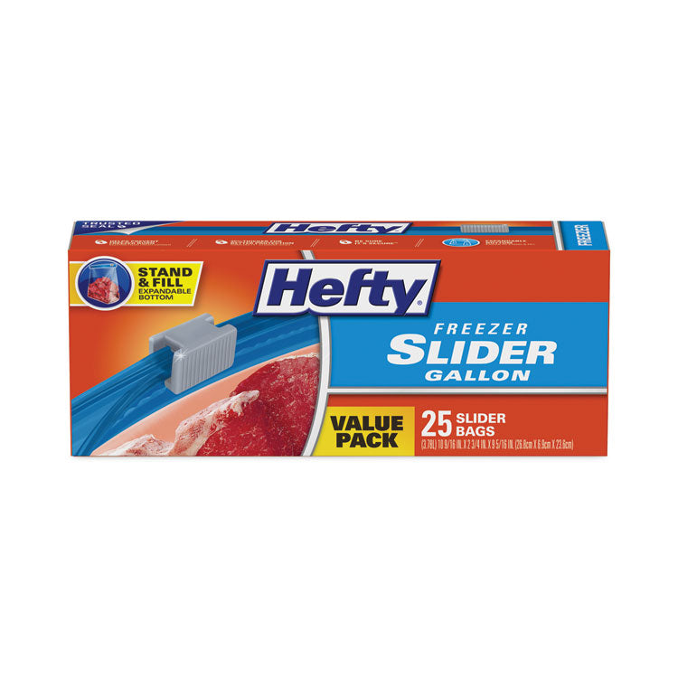 Slider Stand and Fill Freezer Storage Bags, 1 gal, 10.56" x 11", Clear, 25/Box