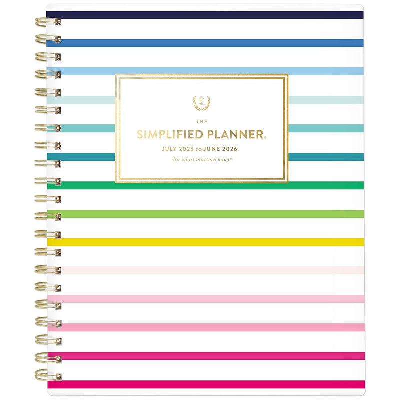 2025-2026 AT-A-GLANCE Simplified by Emily Ley 8.5" x 11" Academic Year Weekly & Monthly Planner, Plastic Cover, Happy Stripe