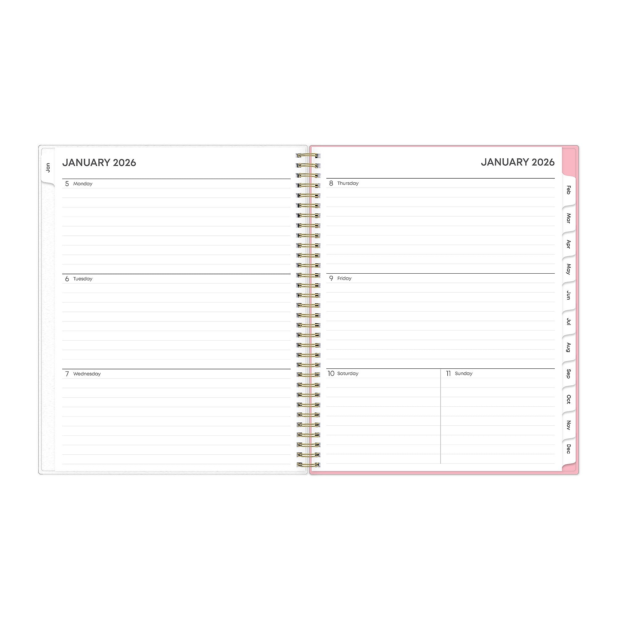 Planning Calendar BS Mimi Pink Frosted PP 8.5x11 RY26 Wkly/Mthly Safety Wirebound -