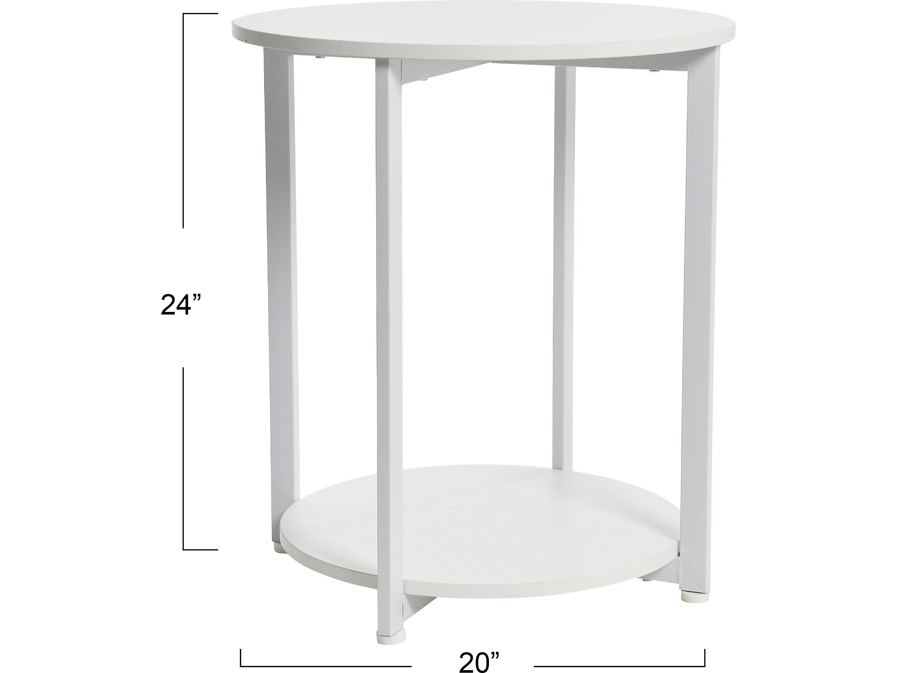 Household Essentials Jamestown 20"Dia. Laminate Round End Table, Scandinavian White/White (8200-1)