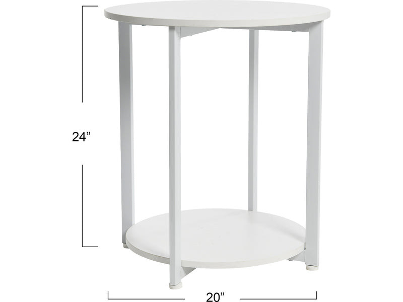 Household Essentials Jamestown 20"Dia. Laminate Round End Table, Scandinavian White/White (8200-1)