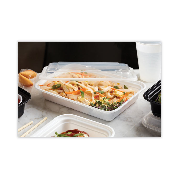 Newspring VERSAtainer Microwavable Containers, 24 oz, 5 x 7.25 x 2.63, White/Clear, Plastic, 150/Carton