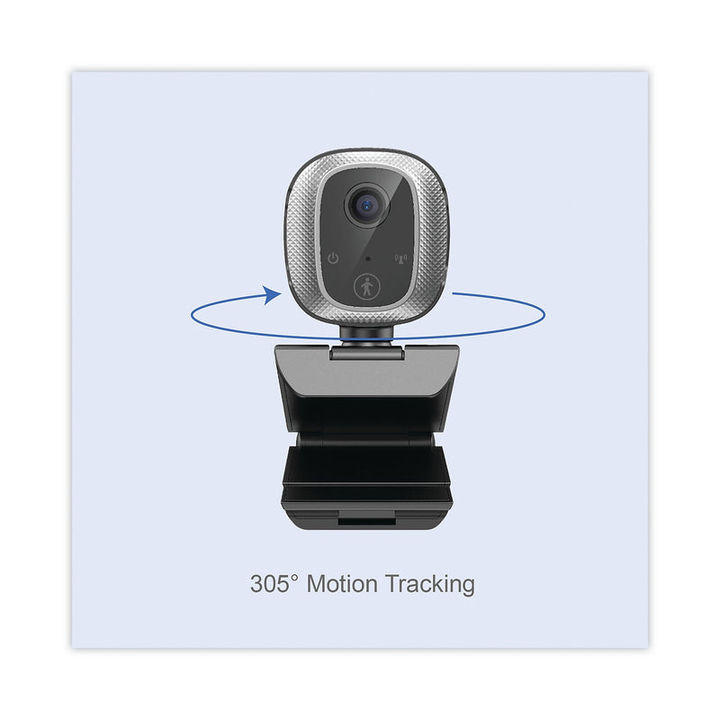 Adesso CyberTrack M1 HD Fixed Focus USB Webcam with AI Motion/Facial Tracking, Black/Silver
