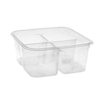EarthChoice Square Recycled Bowl, 4 Compartments, 32 oz, 6.13 x 6.13 x 2.61, Clear, Plastic, 360/Carton