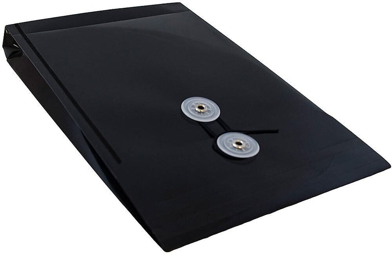JAM Paper Premium Plastic Filing Envelope with Button & String Closure, 6 1/4" x 9 1/4", Black, 3/Pack (472B1BLX3)