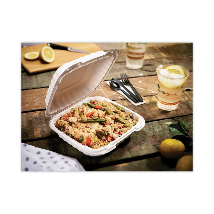 EarthChoice SmartLock Microwavable MFPP Hinged Lid Container, 3 Compartments, 8.31 x 8.35 x 3.1, White, Plastic, 200/Carton