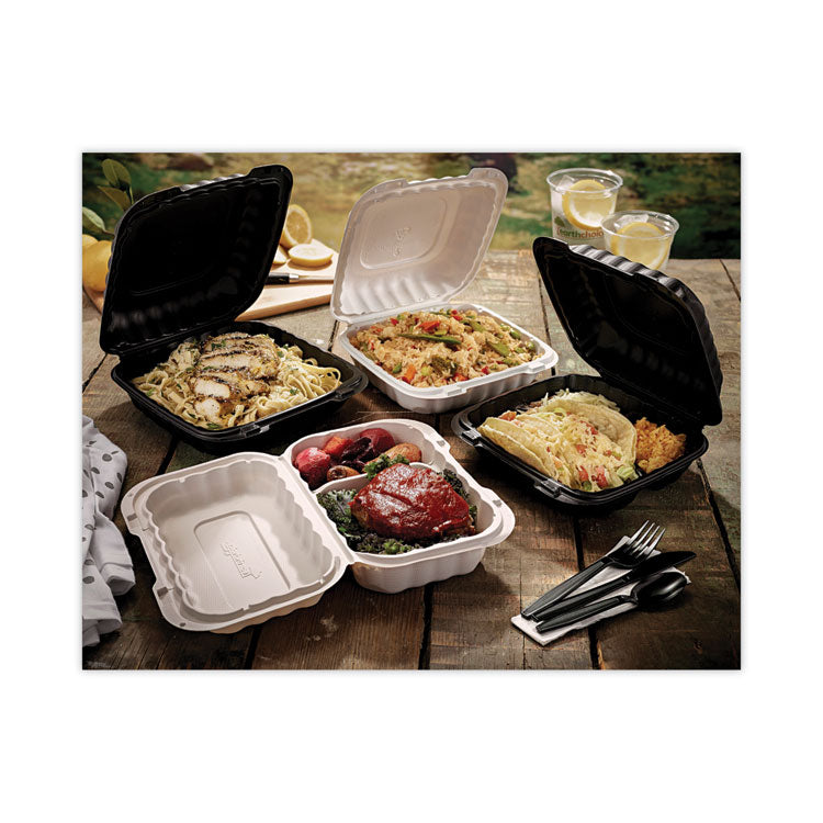 EarthChoice SmartLock Microwavable MFPP Hinged Lid Container, 2 Compartments, 9 x 6 x 3, White, Plastic, 270/Carton