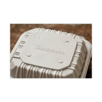 EarthChoice Vented Microwavable MFPP Hinged Lid Container, 3 Compartments, 8.5 x 8.5 x 3.1, White, Plastic, 146/Carton