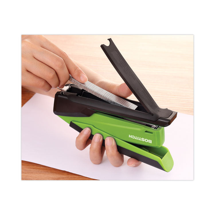 InPower One-Finger 3-in-1 Desktop Stapler, 20-Sheet Capacity, Green/Black
