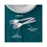 Fieldware Cutlery, Mediumweight Fork, Plastic, White, 1,000/Carton