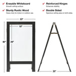 Excello Global Products Indestructible A-Frame Whiteboard, 40" x 22", Black (EGP-HD-0538-BK)