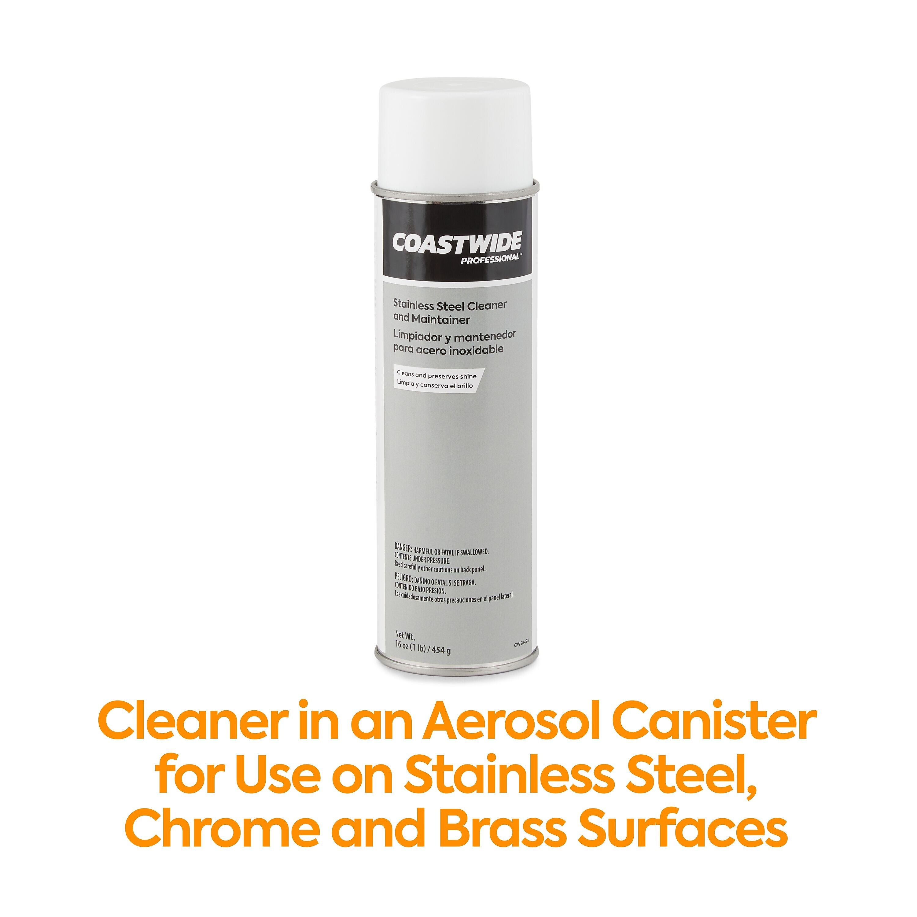 Coastwide Professional™ Stainless Steel Cleaner and Maintainer, Fresh & Clean Scent, 16 oz., 6/Carton (CW58498-A)