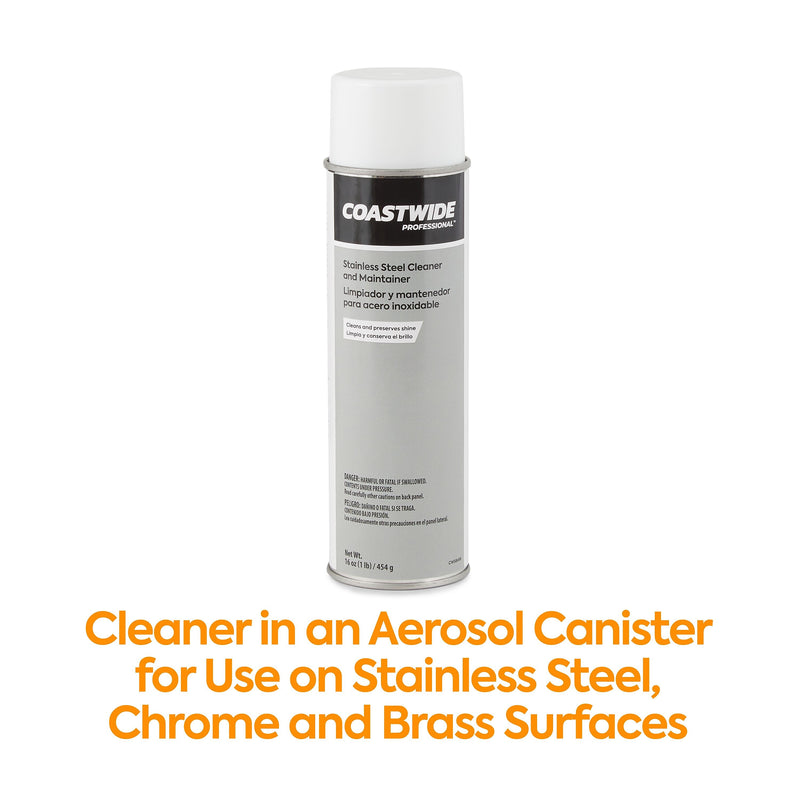Coastwide Professional™ Stainless Steel Cleaner and Maintainer, Fresh & Clean Scent, 16 oz., 6/Carton (CW58498-A)