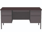 Alera 60"W Double Pedestal Desk, Mahogany/Charcoal (ALEHSD6030CM)