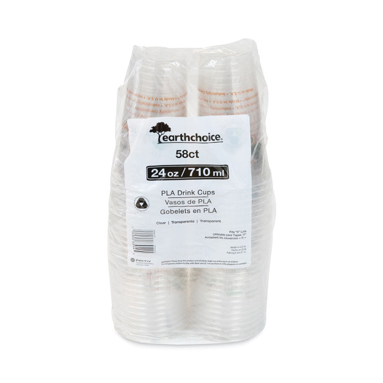EarthChoice Compostable Cold Cup, 24 oz, Plastic, Clear/Printed, 580/Carton