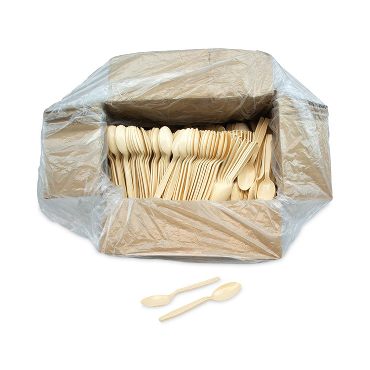 EarthChoice PSM Cutlery, Heavyweight Spoon, Plastic, Tan, 1,000/Carton