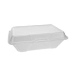 Foam Hinged Lid Container, Single Tab Lock #205 Utility, 9.19 x 6.5 x 2.75, White, 150/Carton