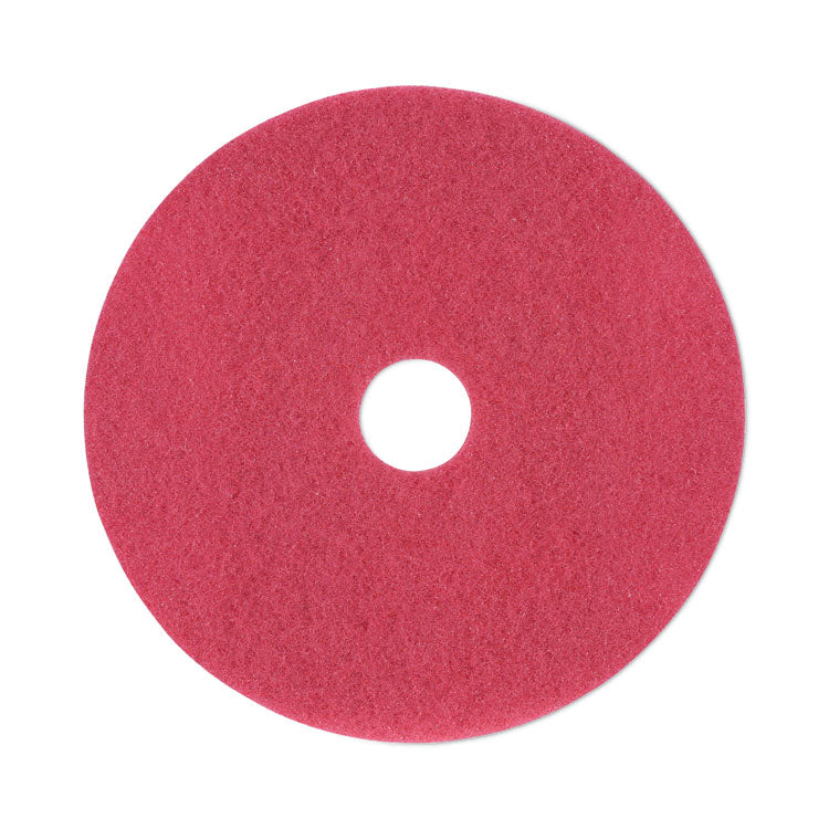 Buffing Floor Pads, 19" Diameter, Red, 5/carton