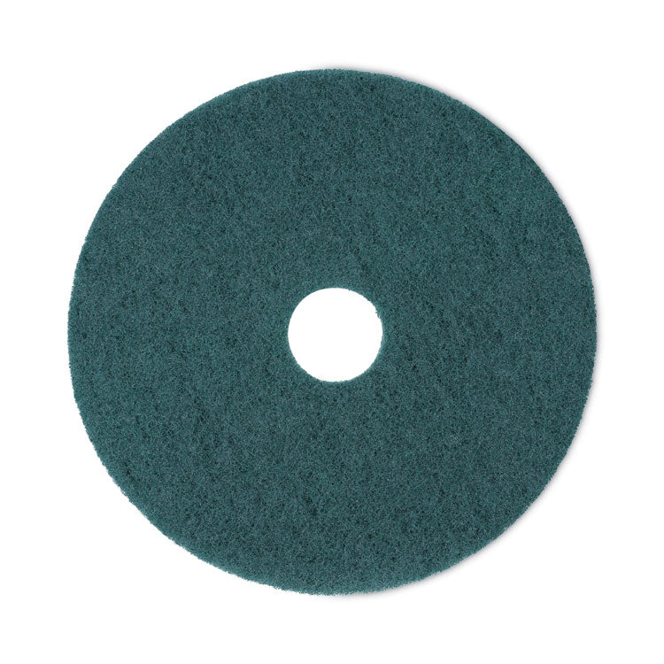 Heavy-Duty Scrubbing Floor Pads, 18" Diameter, Green, 5/carton