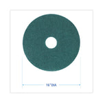 Heavy-Duty Scrubbing Floor Pads, 16" Diameter, Green, 5/carton