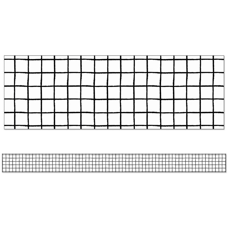 Happily Ever Elementary Creatively Inspired Straight Borders, 3" x 3', Black/White Grid, 6/Bundle (CD-108501-6)