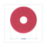 Buffing Floor Pads, 12" Diameter, Red, 5/carton