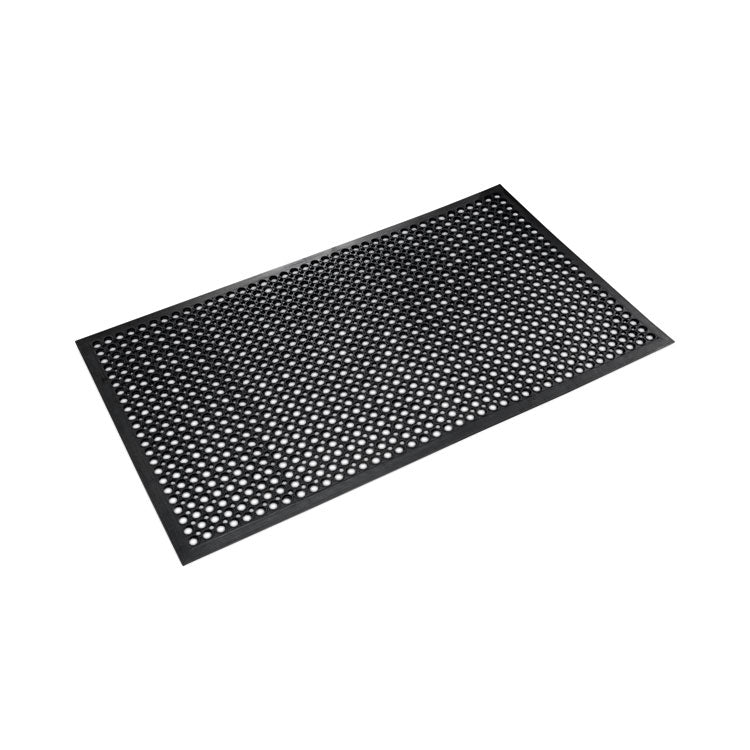 Safewalk-Light Heavy-Duty Anti-Fatigue Mat with Flow-Through Backing, Rubber, 36 x 120, Black