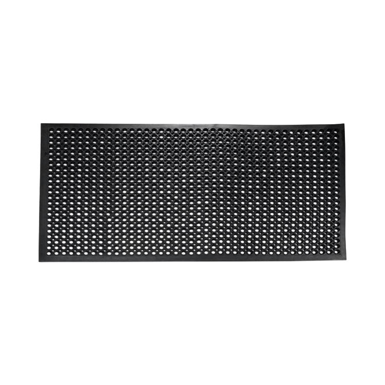 Safewalk-Light Heavy-Duty Anti-Fatigue Mat with Flow-Through Backing, Rubber, 36 x 120, Black
