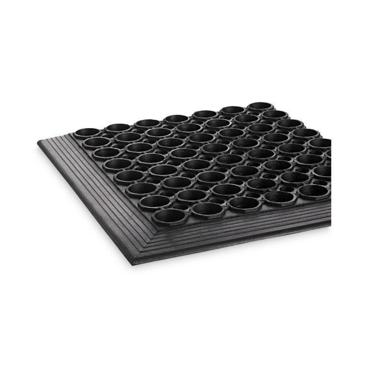 Safewalk-Light Heavy-Duty Anti-Fatigue Mat with Flow-Through Backing, Rubber, 36 x 120, Black
