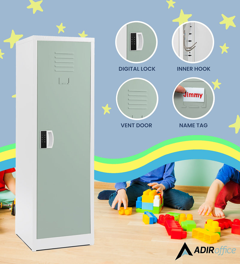 AdirOffice 48"H Single Tier Misty Green Storage Locker (ADI629-01-MGRN-DL)