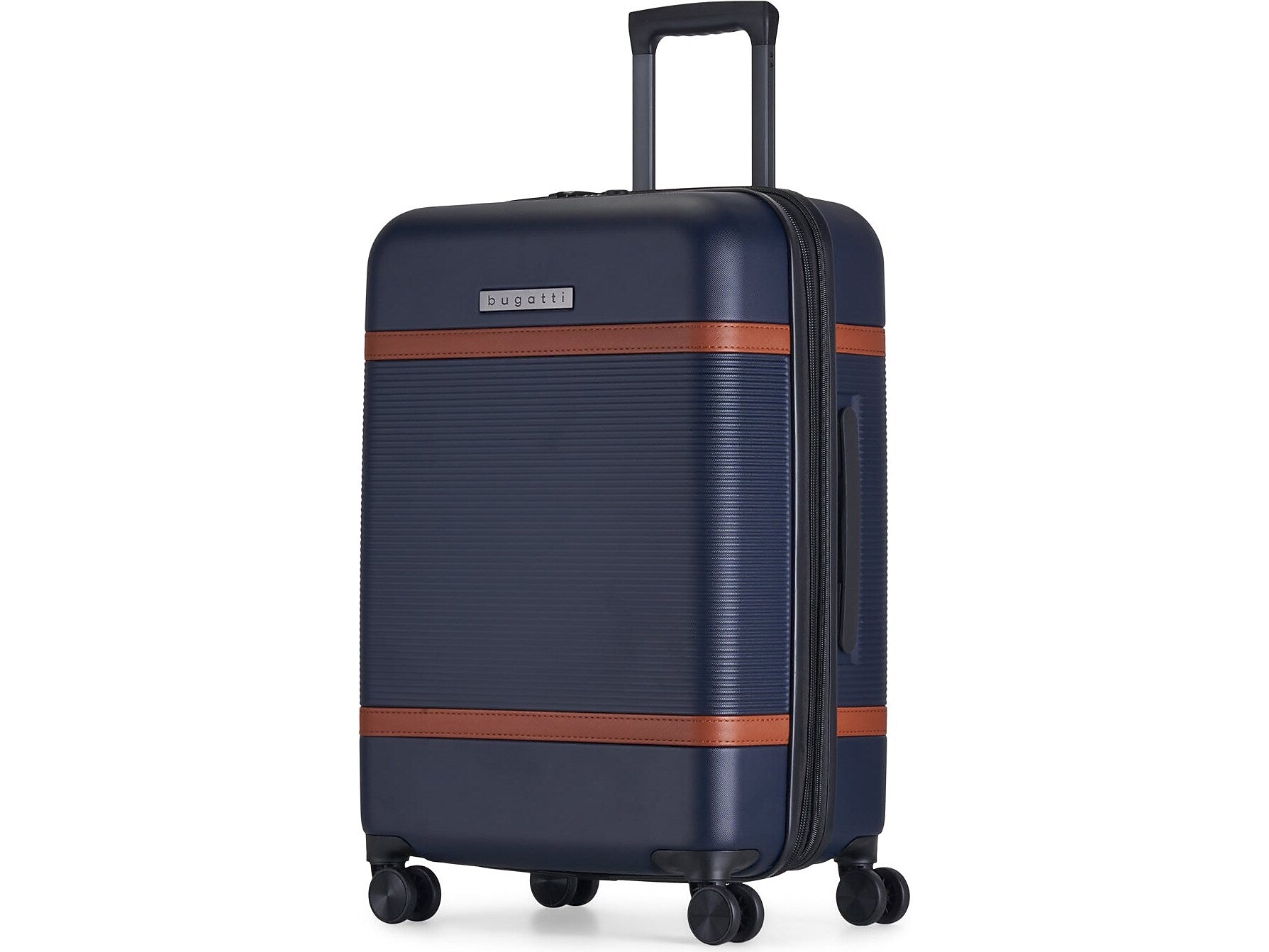 Bugatti Wellington 25.5" Hardside Suitcase, 8-Wheeled Spinner, TSA Checkpoint Friendly, Navy (HLG5124-Navy)