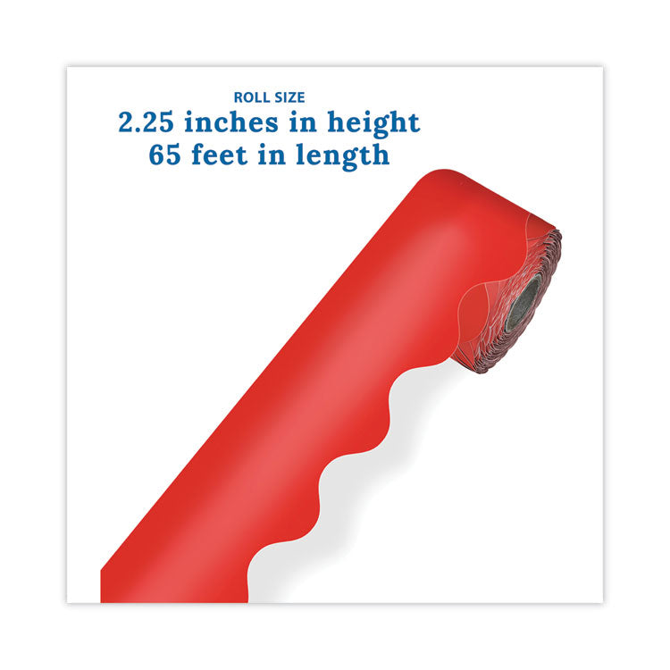 Rolled Borders, Scalloped Border, Back to School, 2.25" x 65 ft, Red
