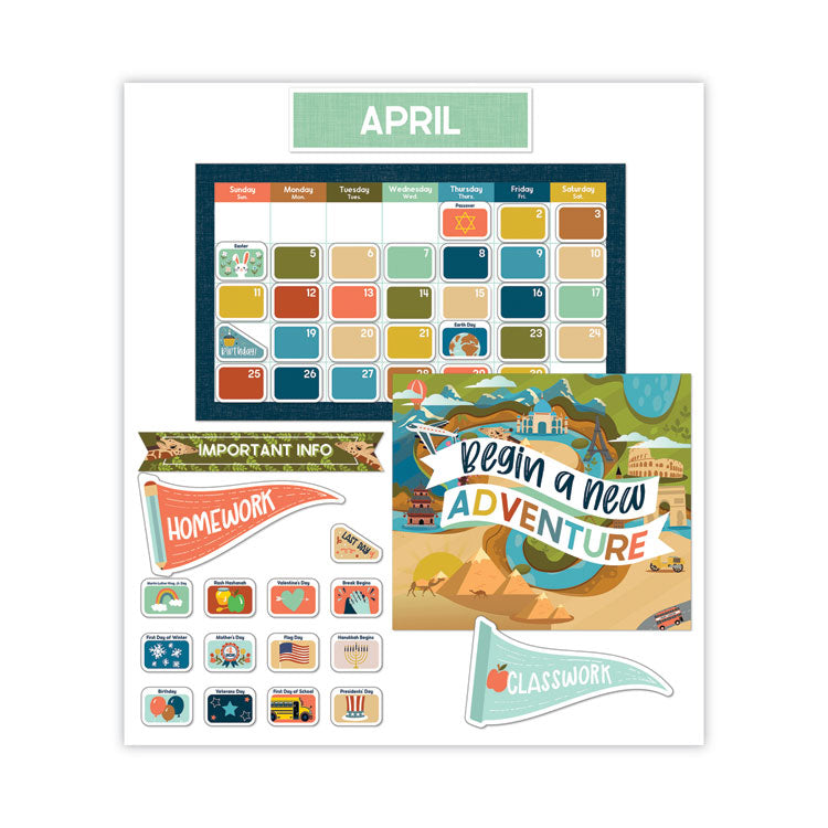 Calendar Bulletin Board Sets, 123-Piece Set, Let's Explore, 23" x 13", Multicolor