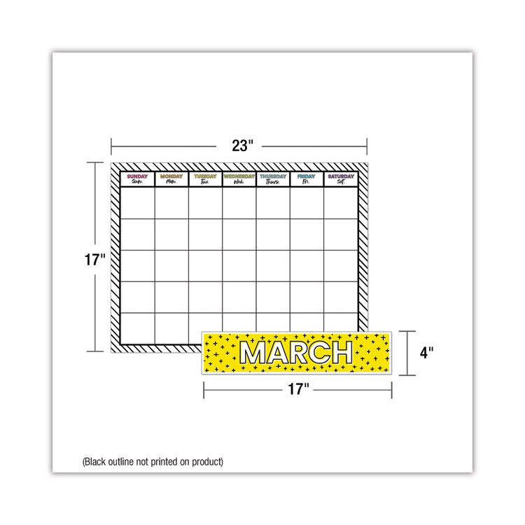 Calendar Bulletin Board Sets, 129-Piece Set, Kind Vibes, 23" x 17", Multicolor