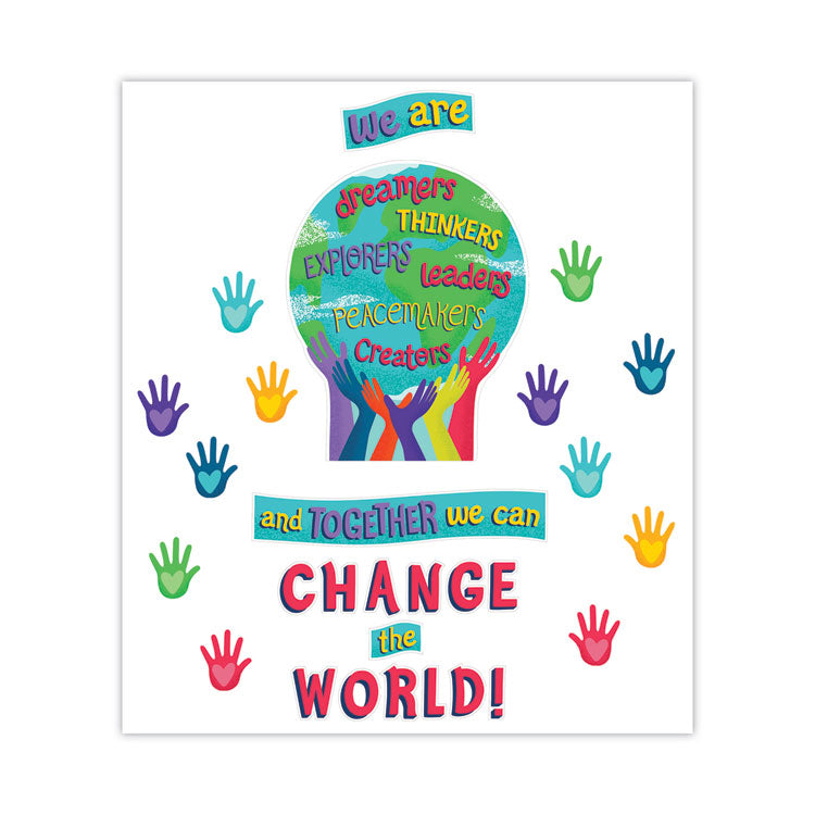Motivational Bulletin Board Sets, 47-Piece Set, One World, 24.7" x 20", Multicolor