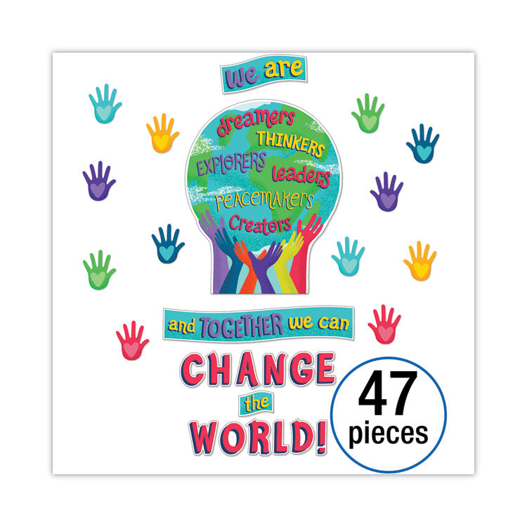 Motivational Bulletin Board Sets, 47-Piece Set, One World, 24.7" x 20", Multicolor