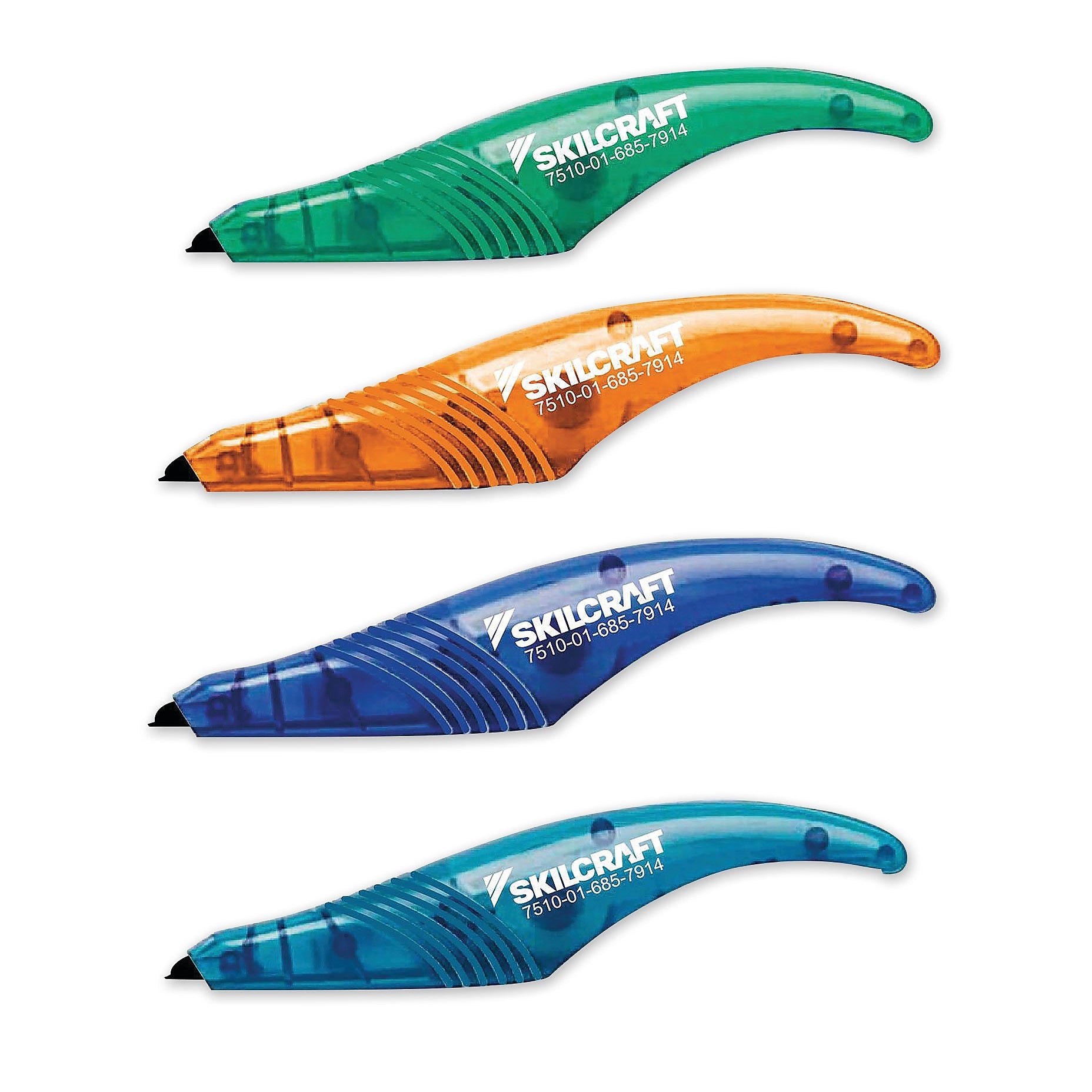 AbilityOne SKILCRAFT Precision Liner Correction Tape, Non-Refillable, Asst Color Applicators; 0.2" x 19.8 ft, 4/Pk (NSN6857914)