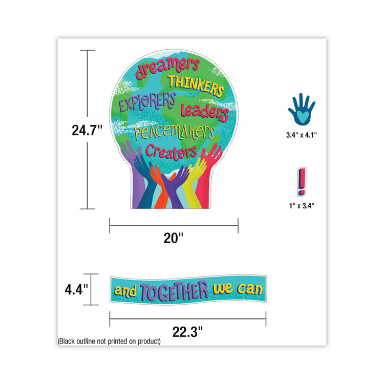 Motivational Bulletin Board Sets, 47-Piece Set, One World, 24.7" x 20", Multicolor