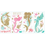 York Wallcoverings Mermaid With Gltter Children's Decals, Fantasy (RMK3562SCS)