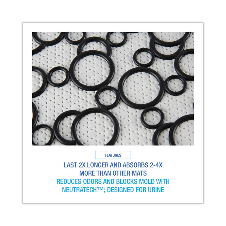 Disposable Urinal Floor Mat 2.0, Slip-Resistant Rubber, 17.5 x 20, Black/White, 6/Carton