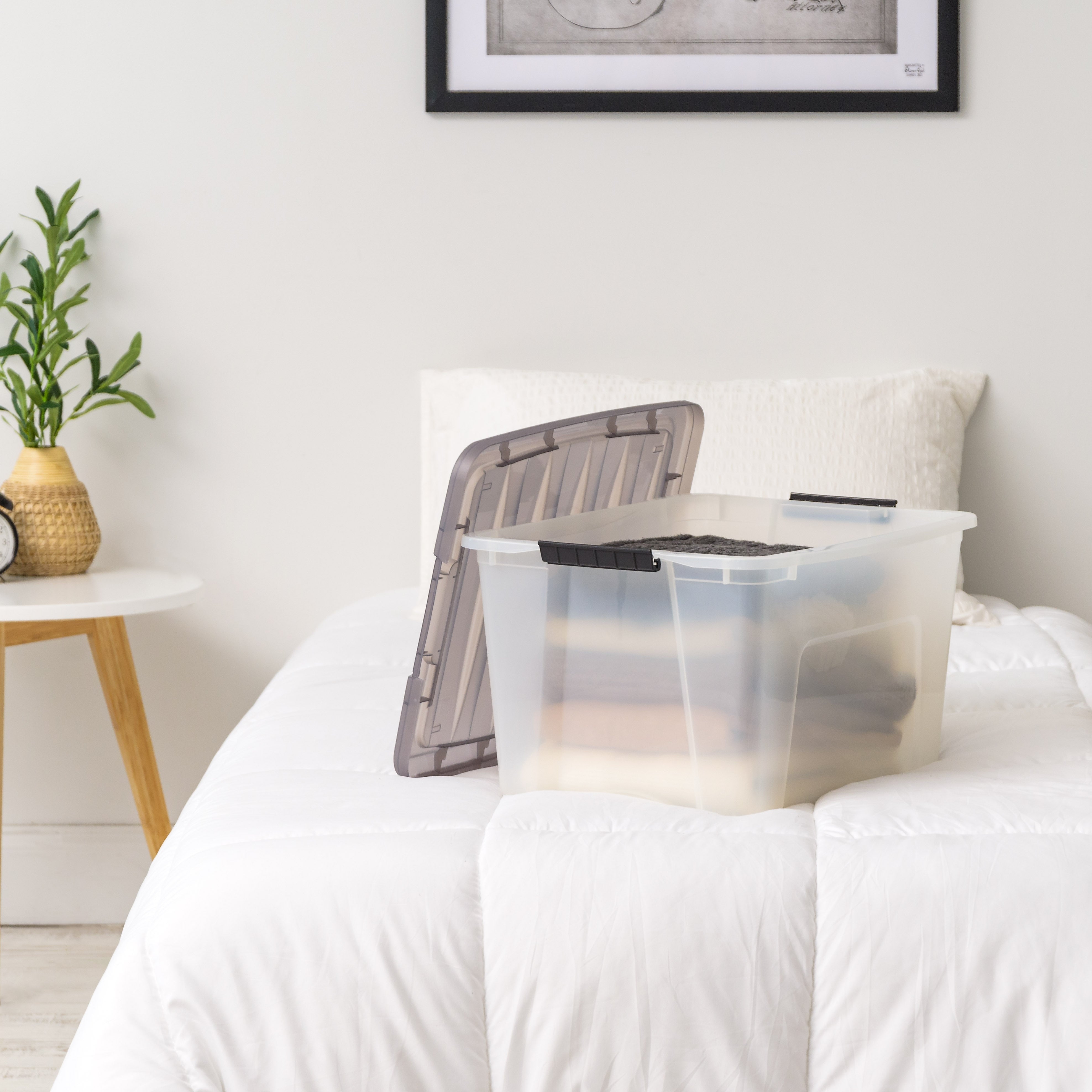 Iris 40 Quart Storage Bin with Latching Lid, Plastic, Clear, 5/Pack (500147)