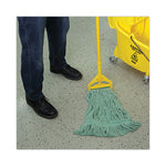Narrowband Looped-End Mop Head, Premium Standard Head, Cotton/Rayon Fiber, Medium, Green, 12/Carton
